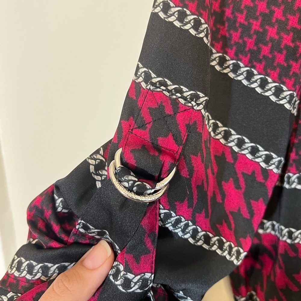 Grunge Michael Kors Cropped Stripe‎ Black Pink Punk Eclectic Sleeve Top - Small - Picture 5 of 11